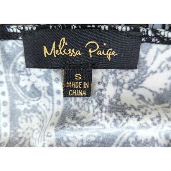 Melissa Paige Blouse Women's Size S Black White Floral Damask Print Career Top - Picture 9 of 9